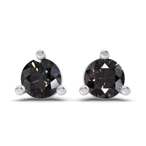 Pendientes de Diamante Redondo Cultivado en Laboratorio, Color Negro Medianoche, 1 Ct Tw, Claridad VS, Tres Puntas, Oro de 14K, Borde Audaz, Para Ella - Product Image 1