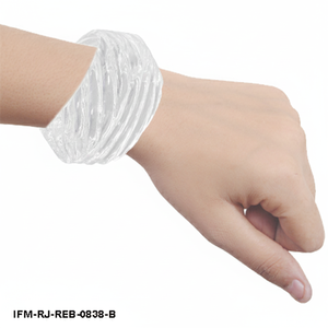 Bracelet en résine transparente côtelée fait à la main, bracelet moderne épais transparent en spirale, bijoux pour femmes - Product Image 2