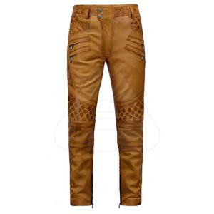 Pantalones Casuales Rectos de Cuero Genuino al por Mayor, Elásticos en la Cintura, para Hombre, con Logotipo Personalizado, Antiarrugas, Diseño Ligero, Servicio OEM - Product Image 1