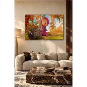 Fida Masha et l'écureuil dans la forêt d'automne, impression sur toile - Product Image 1