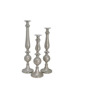 Portavelas de vidrio con acabado dorado Portavelas decorativo de mesa de comedor - Product Image 2
