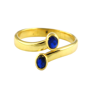 Bague saphir réglable-Bague en argent sterling faite à la main-Bague empilable délicate pour elle - Product Image 1