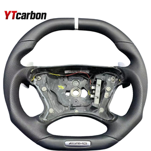 Volant en cuir bleu personnalisé YTcarbon pour E <span class=keywords><strong>SL</strong></span> CLS <span class=keywords><strong>350</strong></span> E550 SL55 SL63 E63 W211 R230 W211 C209 C219 W463 E230 AMG - Product Image 2