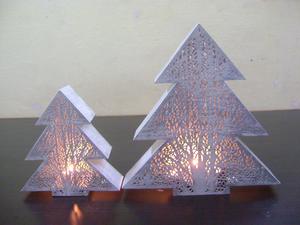 Handmade Christmas Home Decor <b>Gold</b>-Inside Black-Outside Iron Metal Tree-Shaped <b>Lantern</b> with Deer Design Candle Holders & Jars - Product Image 4