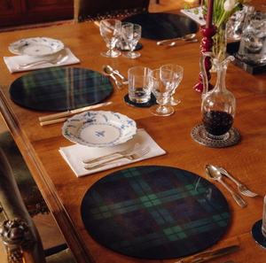 Manteles individuales de tartán de reloj negro lacado, Juego de 4, manteles individuales lacados, artesanía en Vietnam - Product Image 3