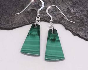 Boucles d'oreilles pendantes en malachite fantaisie, serties de pierres en argent sterling, plaquées or, cadeau de mariage ou d'anniversaire, bijoux - Product Image 4