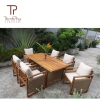 Mobilier de jardin Acacia Table et chaises pliables pour cuisine villa cour hôtel repas loisirs extérieur meubles Thinh Phu
