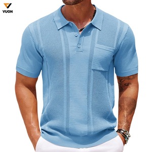 เสื้อโปโลแบบถักลายเงินสำหรับผู้ชายเสื้อถักแขนสั้นเสื้อถักกลวงมีพื้นผิวเสื้อถักเสื้อลำลอง - Product Image 5