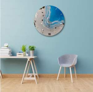 Home Watch Luxury Handmade Resin Ocean Theme Modern Waterproof Oversized Night Light Wedding Home Decor Dining Room Clock - Product Image 1