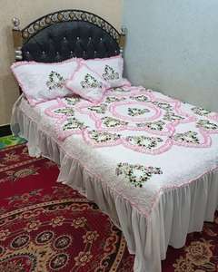 ชุดผ้าปูที่นอนผ้าฝ้ายลายนูนลายดอกไม้ทำด้วยมือชุดเครื่องนอน600TC เป็นมิตรกับสิ่งแวดล้อมสำหรับงานแต่งงาน - Product Image 1