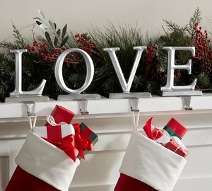 LOVE word <b>Stocking</b> <b>Holder</b> Set of Four Pieces Wood Metal Cast Iron Rustic Gift Box New Modern Designs High Quality Wholesale 2022 - Product Image 1