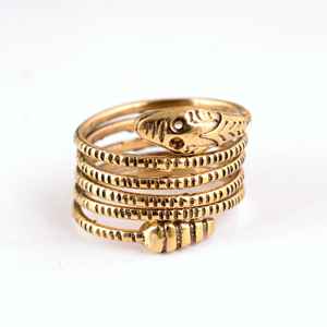 Anillo de compromiso con ajuste de bisel de serpiente de varios pisos chapado en oro de 18 quilates al por mayor, joyería para mujer - Product Image 5