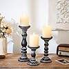 Lot de 3 grands bougeoirs en bois de ferme pour bougies pilier pour la décoration de la maison pour Noël - Product Image 2