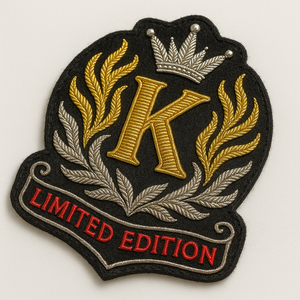 Badge de blazer personnalisé de luxe brodé à la main avec fil métallique et fils de bullion, à coudre, pour uniformes, mode et usage cérémonial - Product Image 2