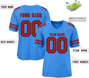 Maillots de football américain sublimés Clubwear Sportswear Polyester Mesh Quick Dry Sleeve Stripes Team Logo Name Numbers Printing - Product Image 2