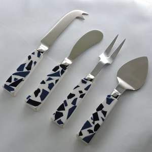 Juego de cuchillos para mantequilla con hoja de acero inoxidable y mango de resina en blanco y negro de estilo más trending, cuchillo para cubiertos de cocina - Product Image 6