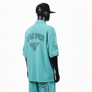 Polo pour homme en tissu mesh polyester de haute qualité, couleur aqua unie, évacuation de l'humidité, logo imprimé, chemises polo pour homme - Product Image 5