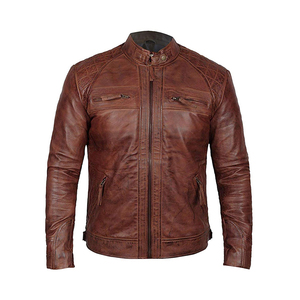 Veste en cuir de style européen de haute qualité pour hommes vestes grande taille personnalisables en cuir véritable - Product Image 4