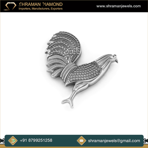 Top Qualité Design Moderne 0.61 TCW 925 Argent Unisexe Personnalisé Glacé Combat Coq Naturel VS Diamant Pendentif pour Saint Valentin Cadeau - Product Image 2