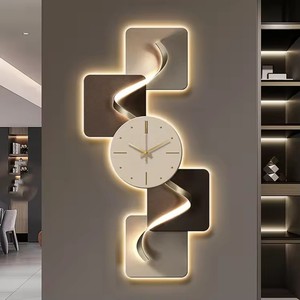 <span class=keywords><strong>Peinture</strong></span> décorative moderne <span class=keywords><strong>de</strong></span> luxe avec horloge et lumière LED, art mural abstrait, <span class=keywords><strong>peinture</strong></span> murale suspendue, vente chaude 2025 - Product Image 1