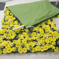 Toile de fond personnalisée 3D enroulable pour mur de fleurs artificielles en soie de chrysanthème jaune