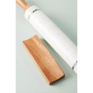 Rouleau à pâtisserie en bois avec rouleau de cuisine élégant de style marbre blanc adapté à la cuisson en famille à usage professionnel et à la cuisine quotidienne - Product Image 4