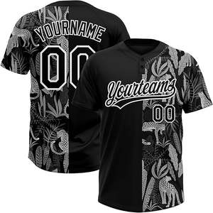 Camiseta de béisbol OEM para hombre, camisas con botones, uniformes deportivos Hipster Hip Hop de manga corta, camisetas de béisbol personalizadas en blanco al por mayor - Product Image 1