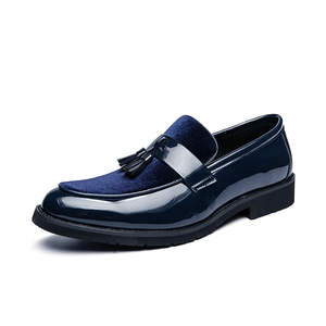 Mocasines con Borlas de Diseño Moderno para Hombre en Azul, Talla 14, Zapatos Formales de Vestir - Product Image 1