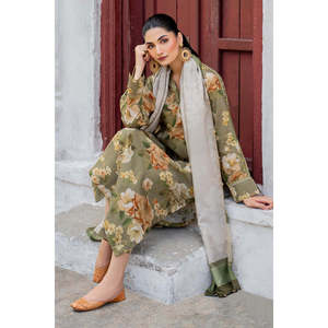 BAROUQE-3pcs Casual Crepe Collection KARANDI Printed Shirt Dupatta <b>Trousers</b>-BIC-2579 - Product Image 2