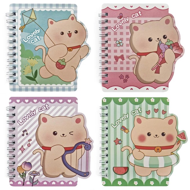 School Notebook for Students Cute Animal Lovely Cat Eco-Friendly 100 Sheets Spiral Notebook for Boys and Girls Smart Notebook
