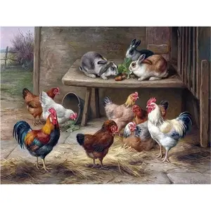 Corral Animales Conejos Gallo Gallinas Cerámica Cocina Pared Mural Mármol Backsplash - Product Image 1