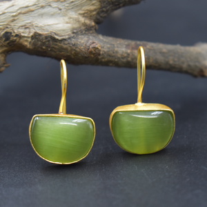 ต่างหูชุบทอง18K ต่างหูห้อยทำจากทองเหลืองฐาน monalisa - Product Image 1