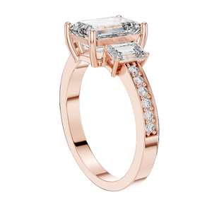 2.66 CT <b>Emerald</b> Cut Lab Diamond 3-Stone <b>Ring</b> for Women VVS-VS EF CVD 18KT, 14KT, 10KT Gold & 925 <b>Silver</b> Rose, Yellow, - Product Image 5