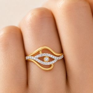 แหวนมอสซาไนต์ทรงตาประดับเพชร TISHYA DIAMOND ชุบทอง 18K เงินแท้ 925 ประดับแบบ Pave Setting เรียบหรูสำหรับผู้หญิง - Product Image 1