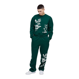 Conjunto Deportivo de Dos Piezas Estilo Urbano Unisex para Invierno, Sudadera Informal con Estampado Gráfico de Letras Artísticas/Sólido y Pantalones Jogger - Product Image 6