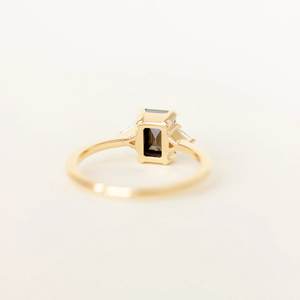 แหวนพลอยโมราสีดำรูปแปดเหลี่ยม925แข็งสีเงินสเตอร์ลิงประดับทองแบบเรียบง่ายเครื่องประดับเงินชั้นดีขายส่งจำนวนมาก - Product Image 4