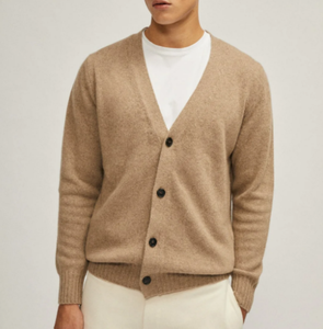 Wholesale of New <b>Men's</b> 100% Pure Cashmere V-neck Cashmere <b>Cardigans</b> With Customized Logo - Product Image 1