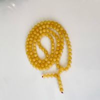 Collier Mala Bouddhiste en Ambre Jaune de la Baltique, Perles Naturelles de 8 mm, Fait Main, Certifié par un tiers, Cadeau