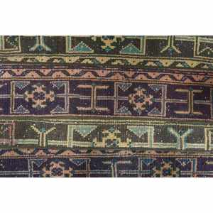 Vintage 2x2.7ft Vert Brun Laine Tapis Grande Surface Turc Classique Style Abstrait Rectangle Motif Couloir Soutenu Latex pour Chambres - Product Image 5