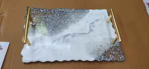 ถาดเรซินอีพ็อกซี่สีดำและสีใสพร้อมหูจับสีทองสำหรับตกแต่งบ้านงานปาร์ตี้และงานเลี้ยงอาหารค่ำ - Product Image 2