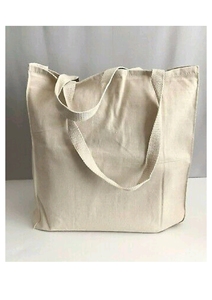 Classic Plain Cotton Canvas Tote <b>Bag</b> In Beige With Solid Minimal Design Suitable For Daily Use As A Basic Eco Shopping Carry - Product Image 2
