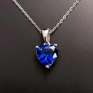NOVAMART Fine Hallmark Trendy Sapphire Heart <b>Pendant</b> in Silver 14K Gold 18K Rose Rhodium Plated Diamond <b>Opal</b> Pearl-for Engagemen - Product Image 1
