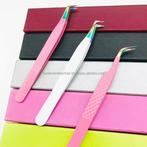 Pinces à cils professionnelles en acier rose, pointe multi-acier inoxydable, texture lisse, antistatique, durable, outil pour cils volumineux, personnalisable - Product Image 6