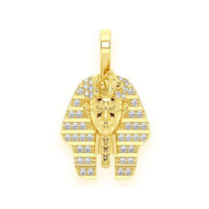 Colgante de Faraón Egipcio Personalizado en Oro de 10K con Diamantes Cultivados en Laboratorio, Estilo Vintage, Lujoso y Moderno, Unisex, Ideal para Regalo - Product Image 1