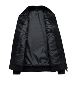 Veste en cuir élégante pour homme d'hiver avec logo sur le devant, couleur personnalisée et design coupe-vent - Product Image 3