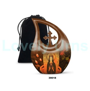 Urna grande blanca de aluminio con gota de lágrima Tarot para cremación de adultos para cenizas humanas con bolsa de terciopelo gratis - Product Image 3