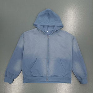 Sweat à capuche personnalisé pour homme, coupe classique, délavé à l'acide, effet vieilli, déchiré, vintage, léger, 100% coton, vente en gros - Product Image 1