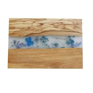 Décor à la maison fleurs séchées bois d'olivier et résine époxy charcuterie coupe planche de service pour la viande et les légumes - Product Image 6