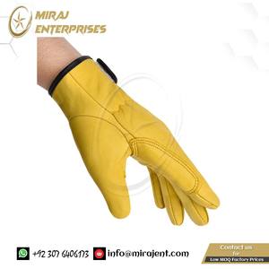 1 par de guantes de cuero genuino para montar al aire libre, artesanía antideslizante para carpintería, soldadura, jardinería de Pakistán - Product Image 3
