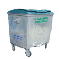 Bac de stockage de déchets métalliques de 1100 litres, design écologique, galvanisé (couvercle en plastique), utilisation extérieure, fabricant turc